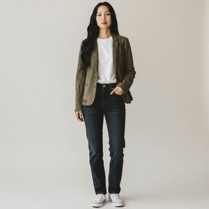 Hei Hei Blazer Jacket 2 Olive Mixed Media Houndstooth Dark Academia  Military